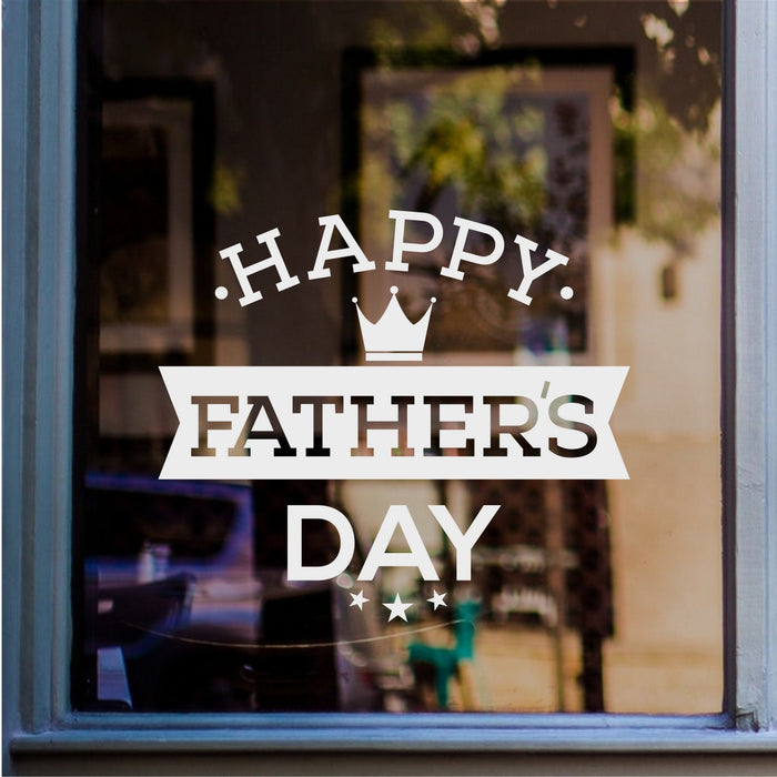 Happy Father’s Day window sticker displayed on glass
