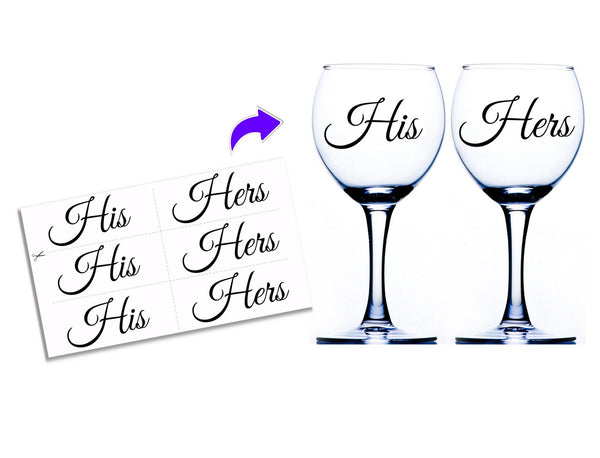 His Hers Wine Glass Stickers