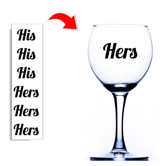 His Hers Wine Glass Stickers