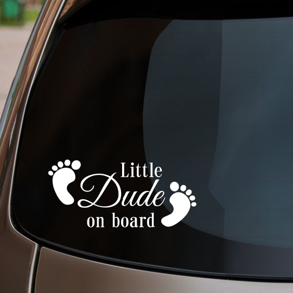 Little Dude On Board Car Sticker Fitted On Rear Window