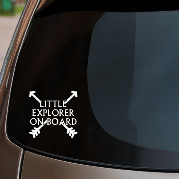 Little Explorer On Board Sticker fitted on car rear window