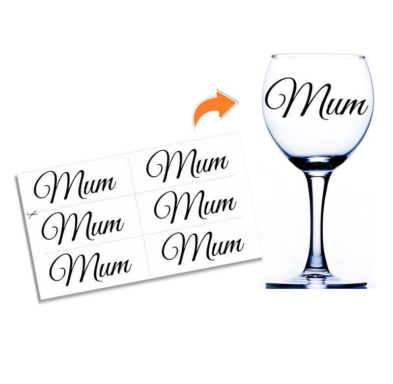 Mum Wine Glass Stickers Craft Crafting Decals
