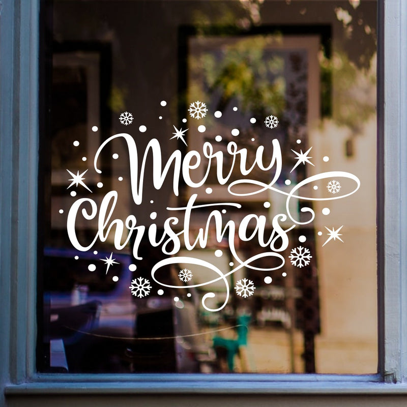 Merry Christmas Sticker In Shop Window