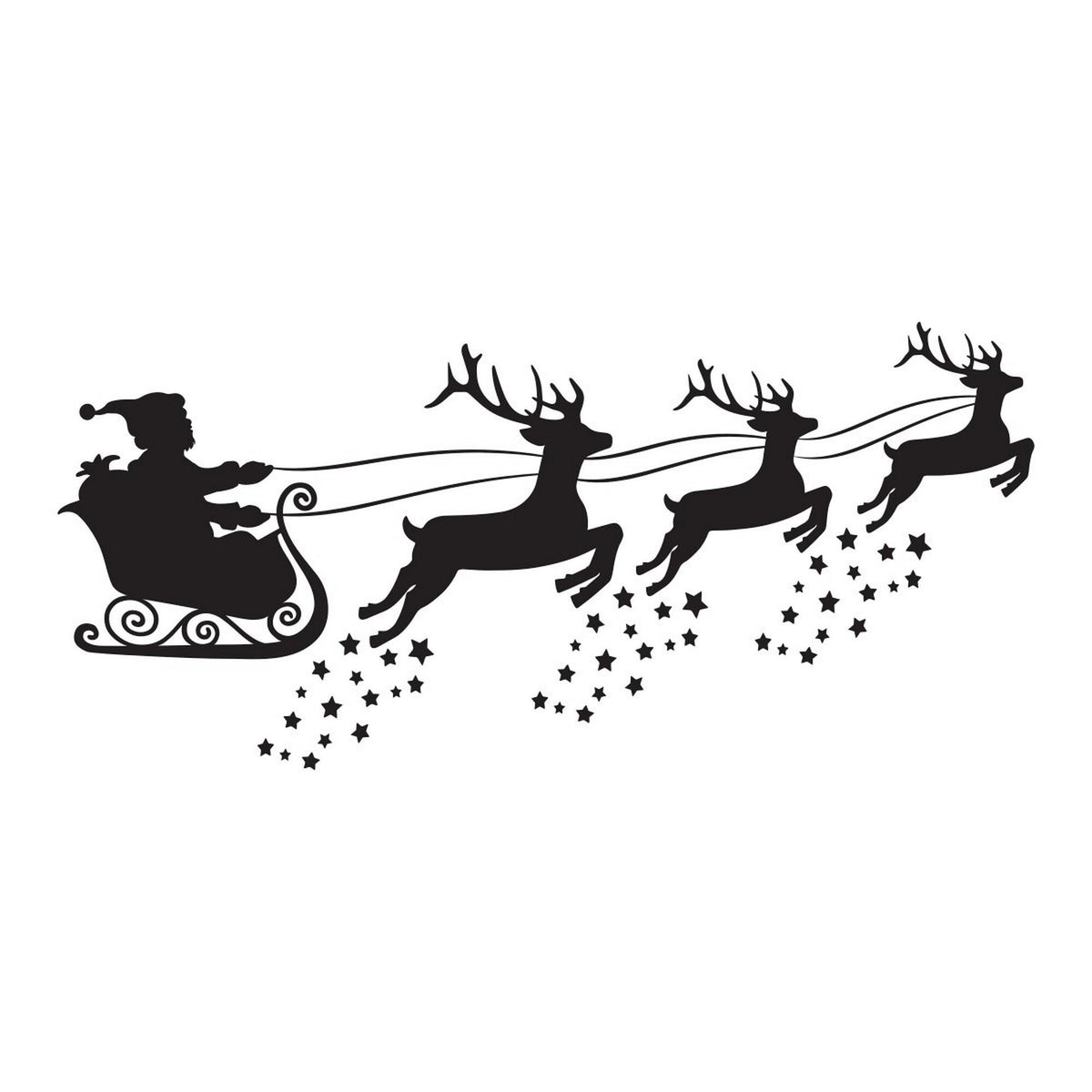 Black Santa sleigh and reindeer Christmas window sticker design