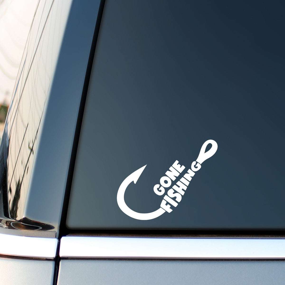 Additional view of Gone Fishing Hook Sticker Carp Coarse Pike Angling Car Camper Van Caravan Decal.
