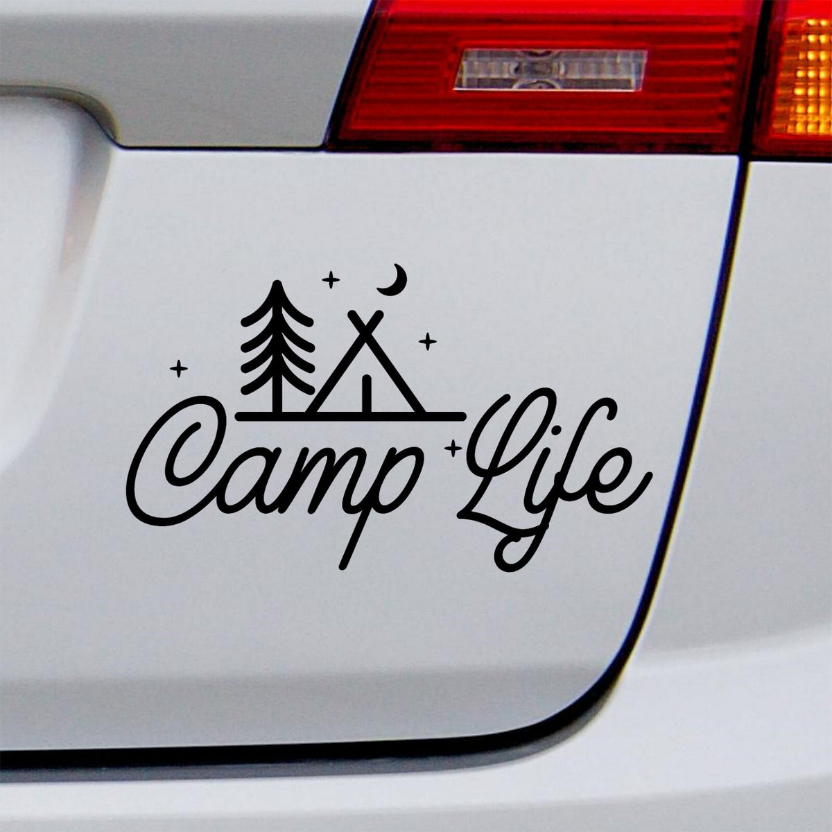 Additional view of Camp Life Sticker Car Camper Van Camping Adventure Caravan Window Bumper Decal.