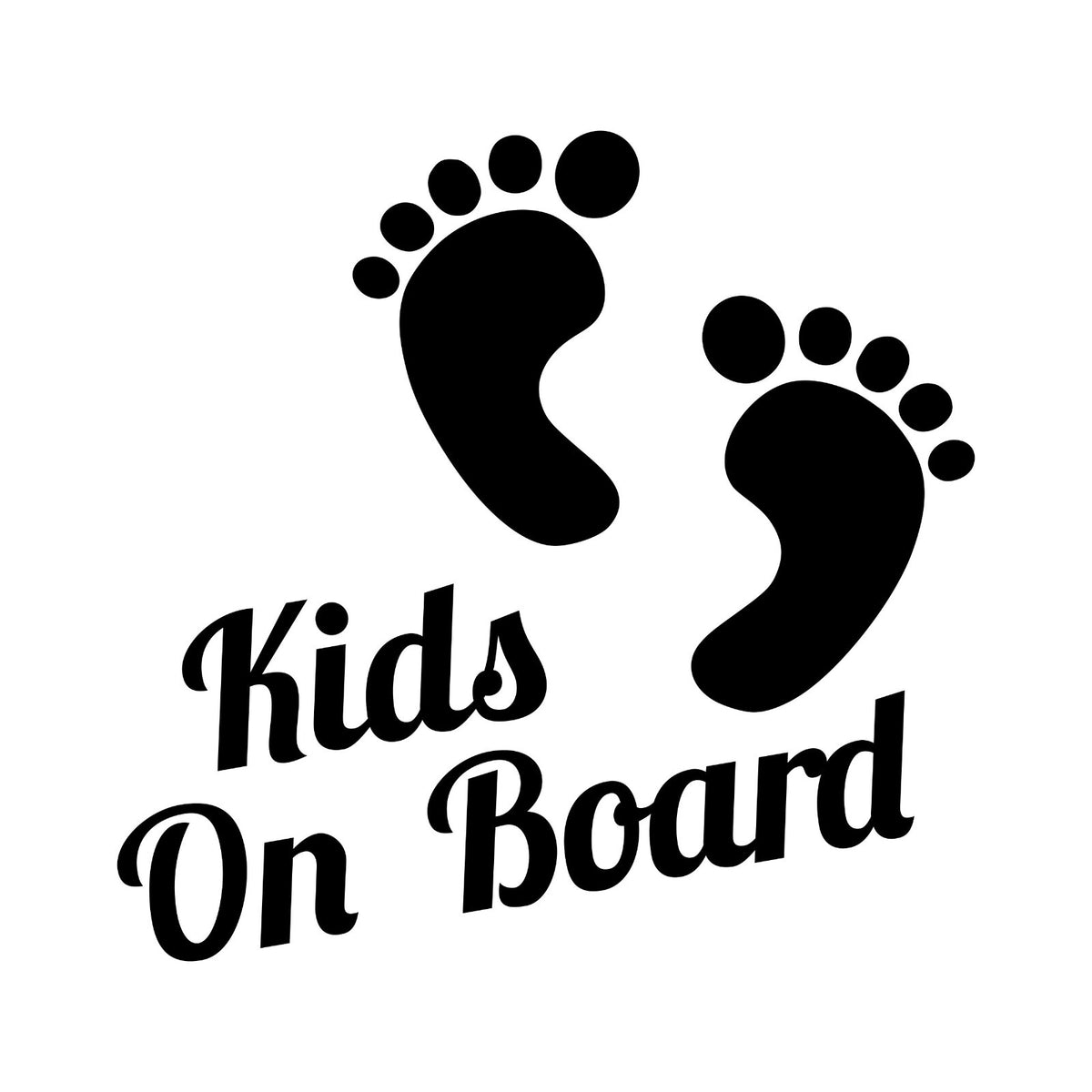 Kids On Board footprints vinyl sticker design on a white background.