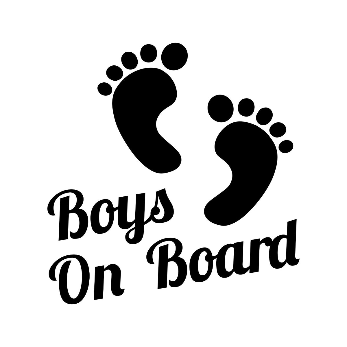 Boys On Board footprints vinyl sticker design on a white background.