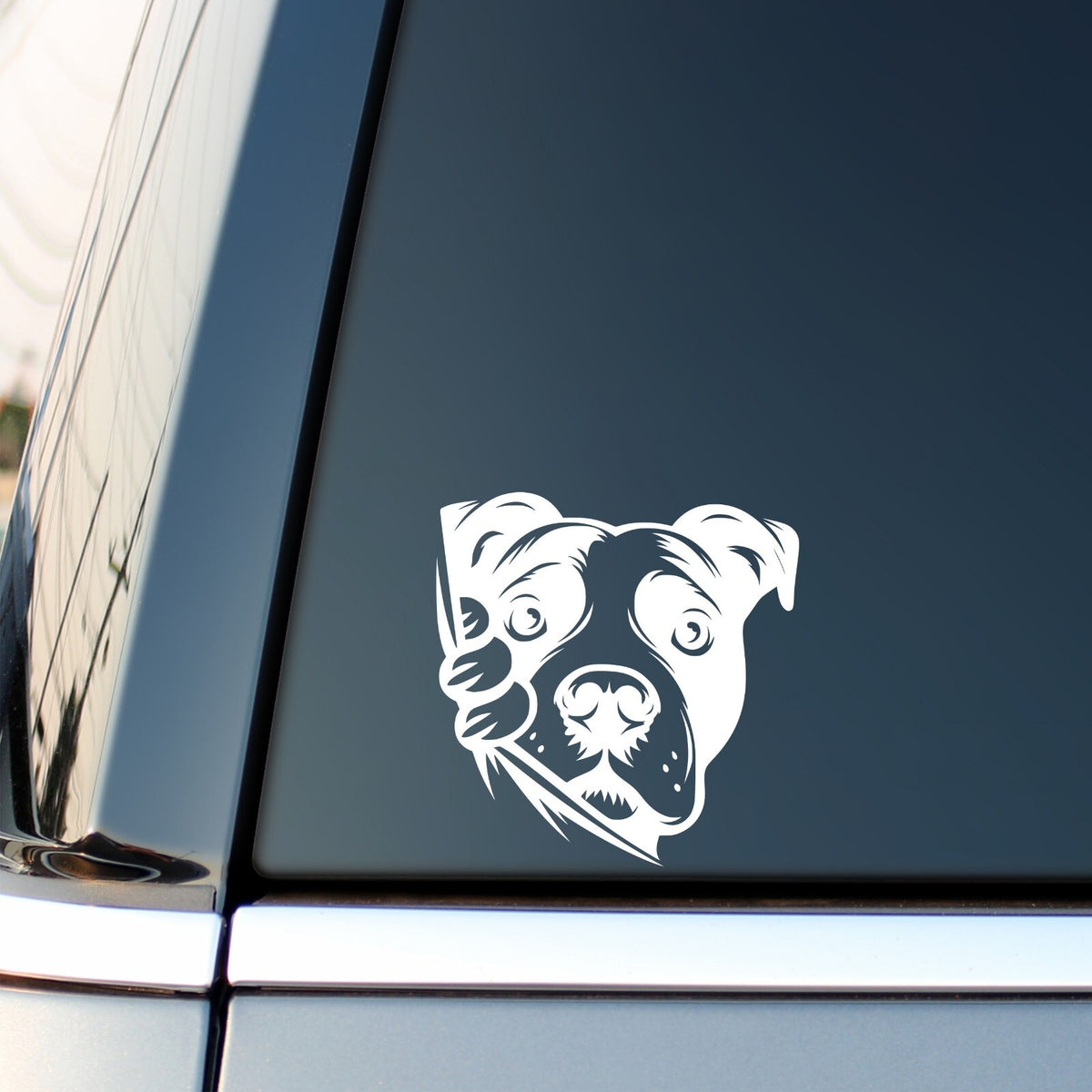 Pitbull Portrait vinyl sticker on a white background.