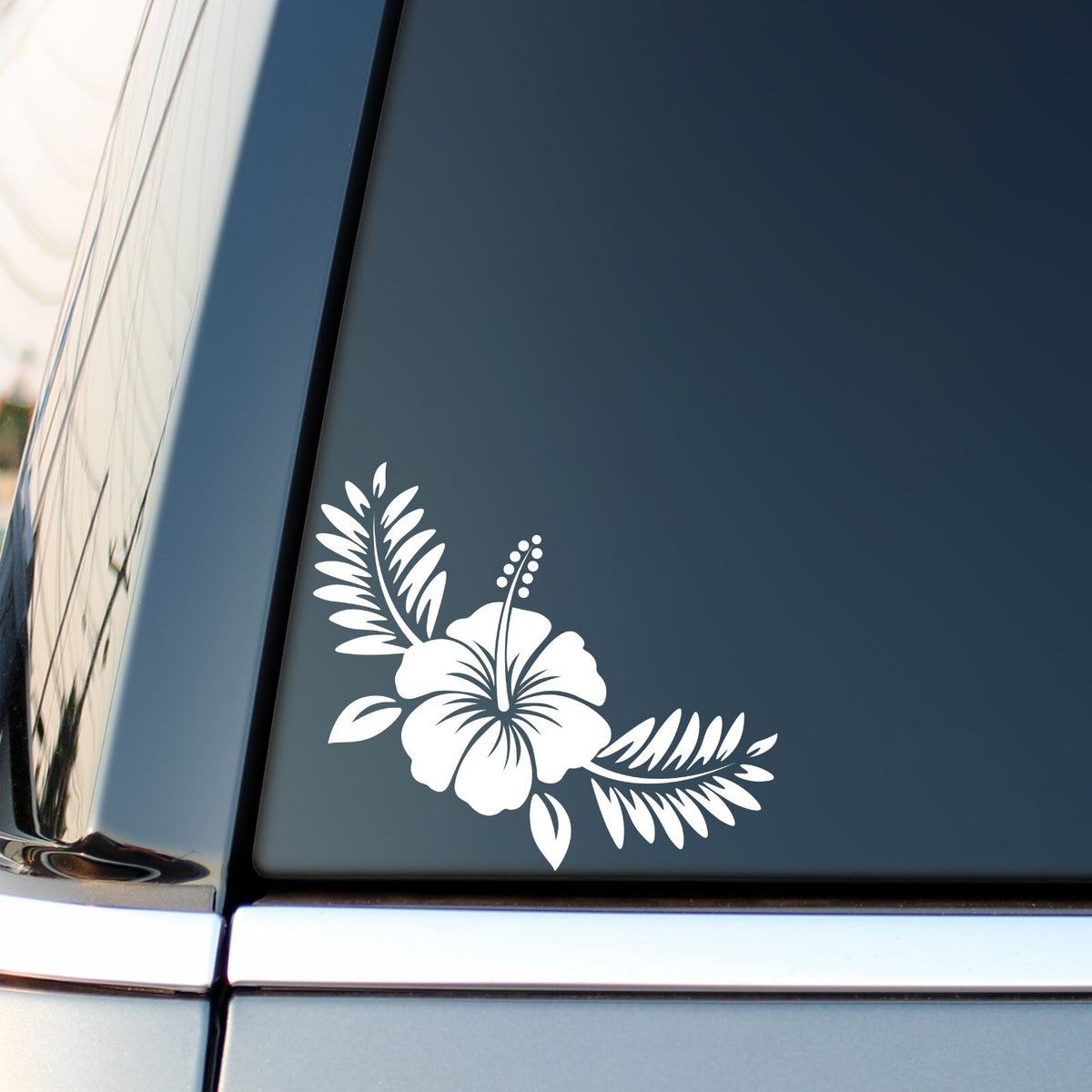 Hibiscus flower design 2 vinyl car sticker additional product view.