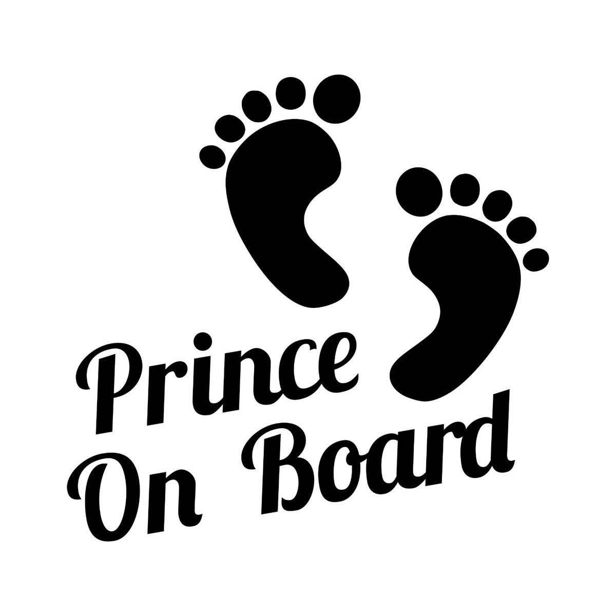 Prince On Board footprints vinyl sticker design on a white background.