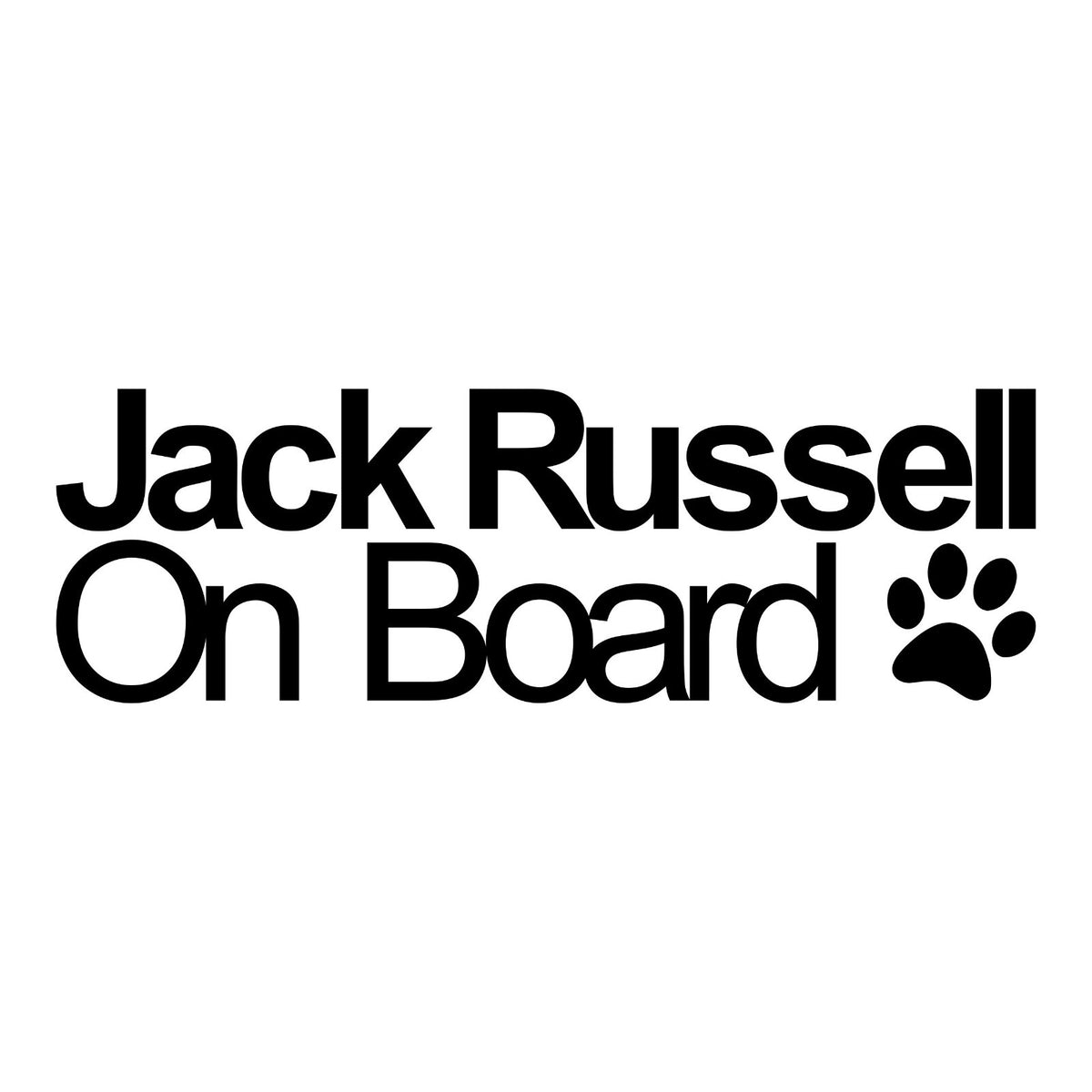 Jack Russell On Board Sticker Dog Dogs Car Van Camper Caravan Vinyl Decal design shown on a white background.