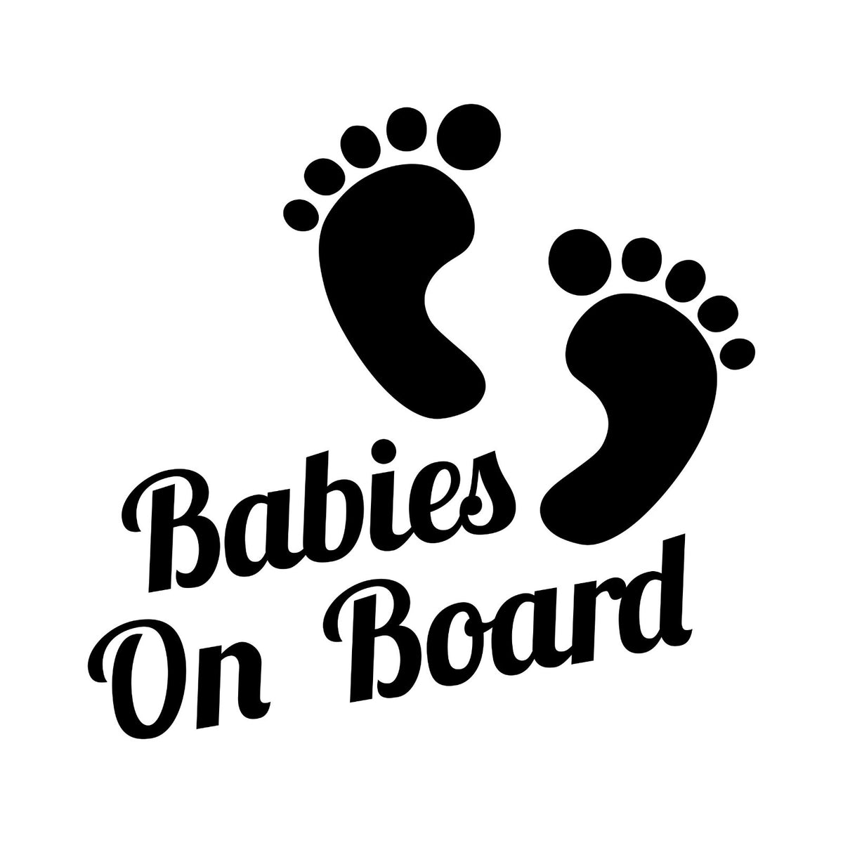 Babies On Board footprints vinyl sticker design on a white background.
