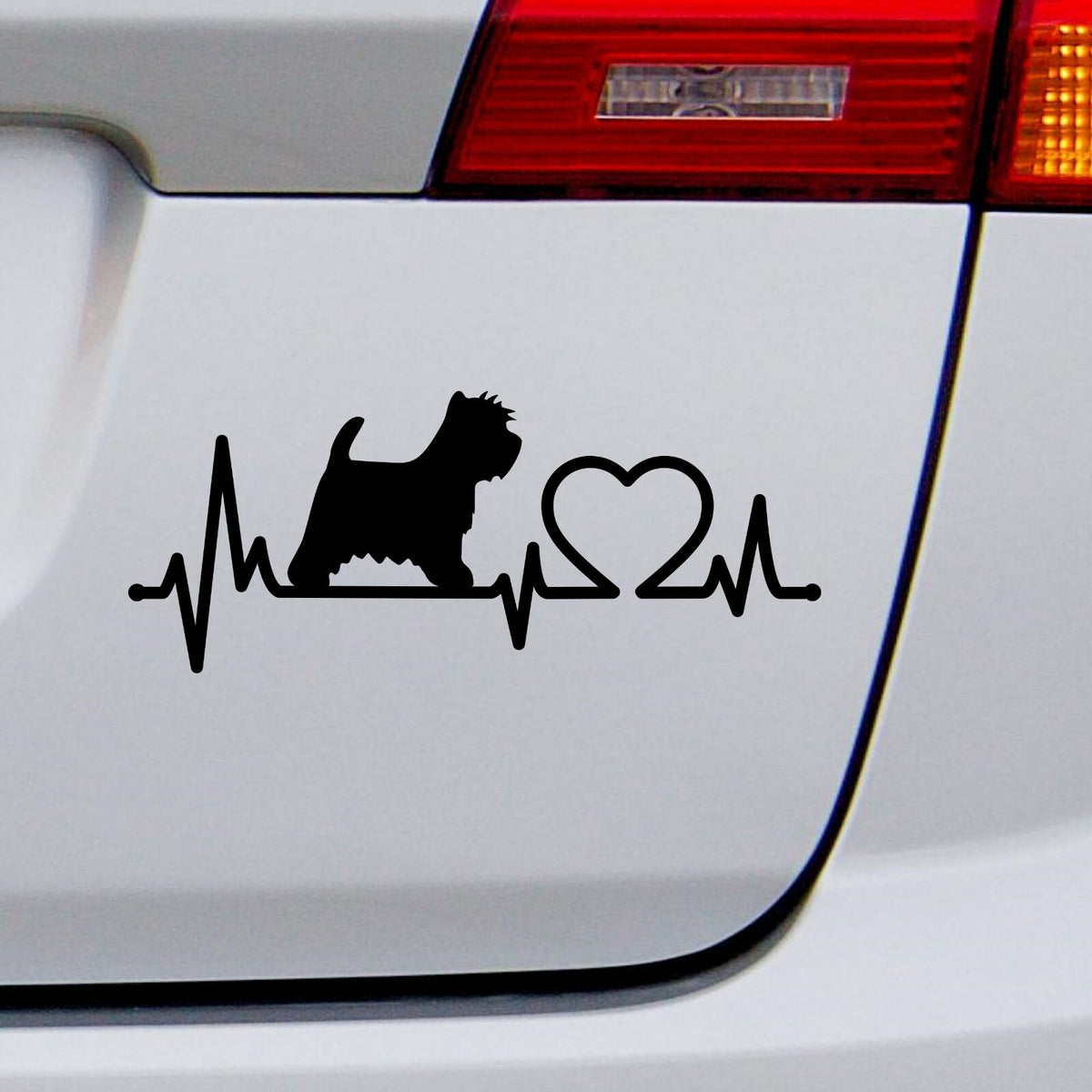 Additional view of Westie Heartbeat Sticker Dog Owner Car Van Camper Bumper Decal.
