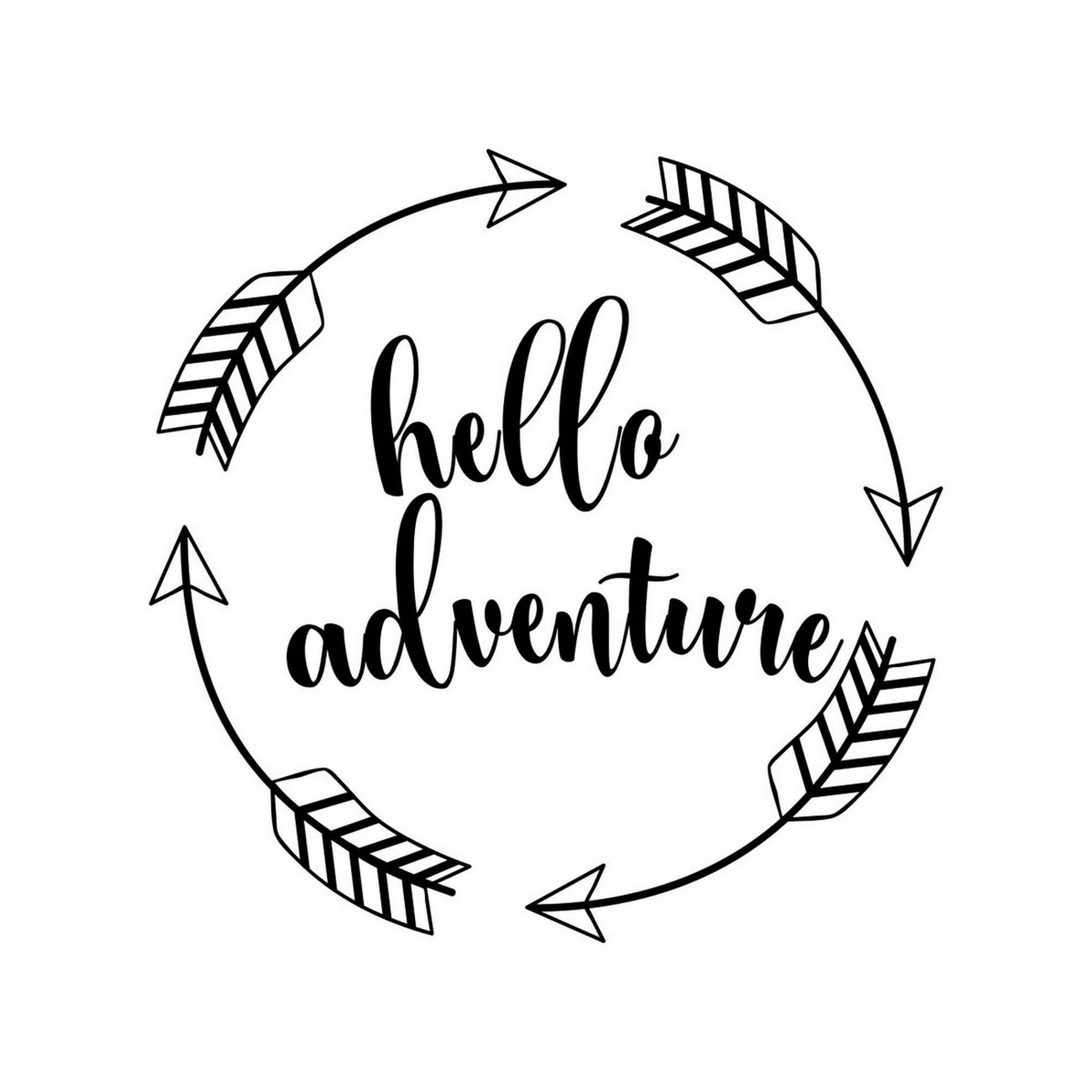 Hello Adventure caravan sticker black vinyl artwork
