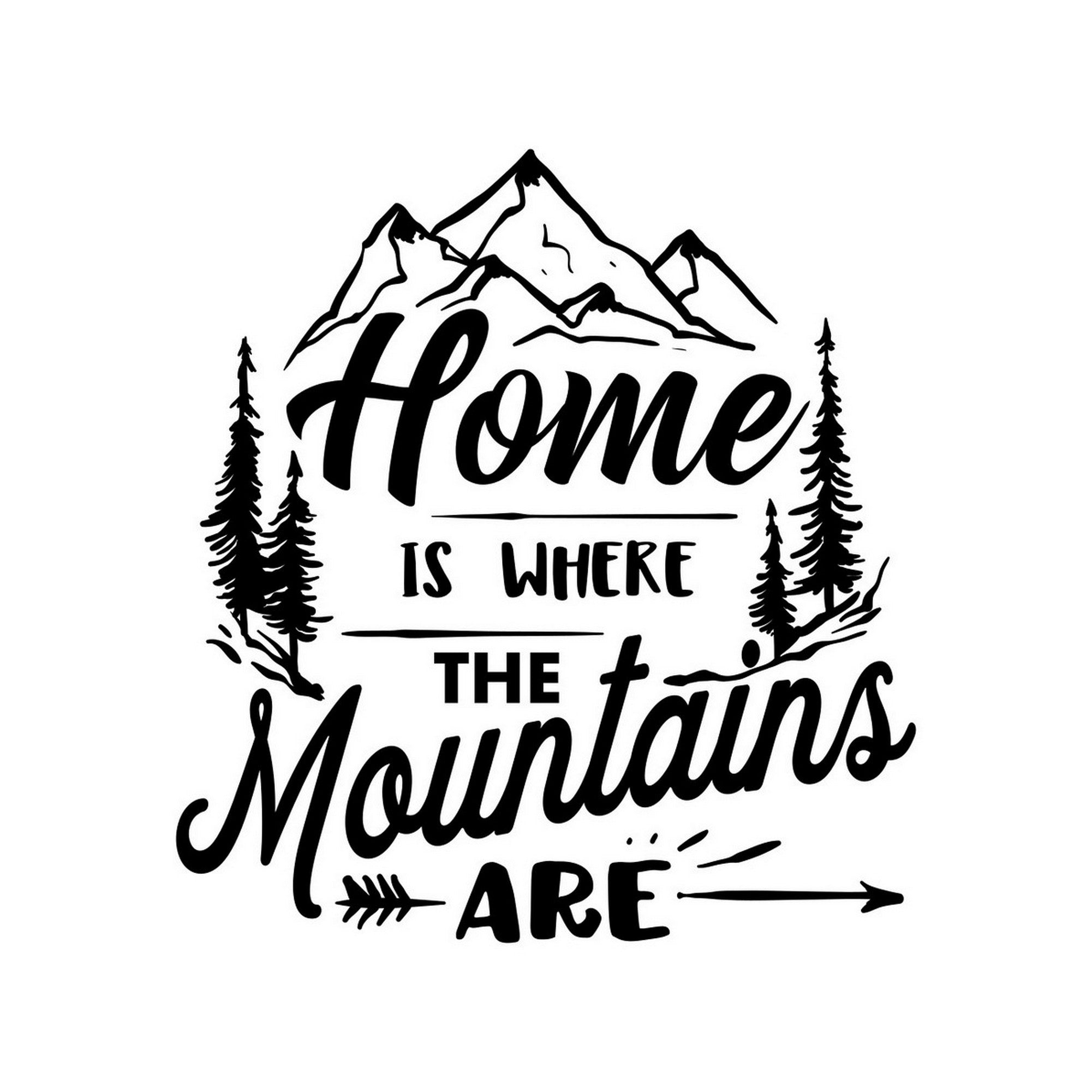 Home Is Where The Mountains Are caravan sticker black vinyl artwork