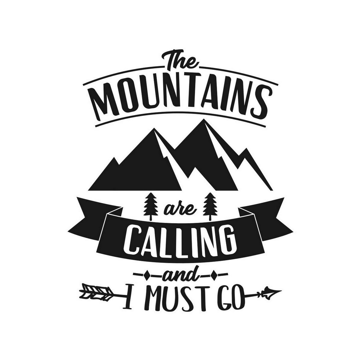 The Mountains Are Calling And I Must Go caravan sticker black vinyl artwork