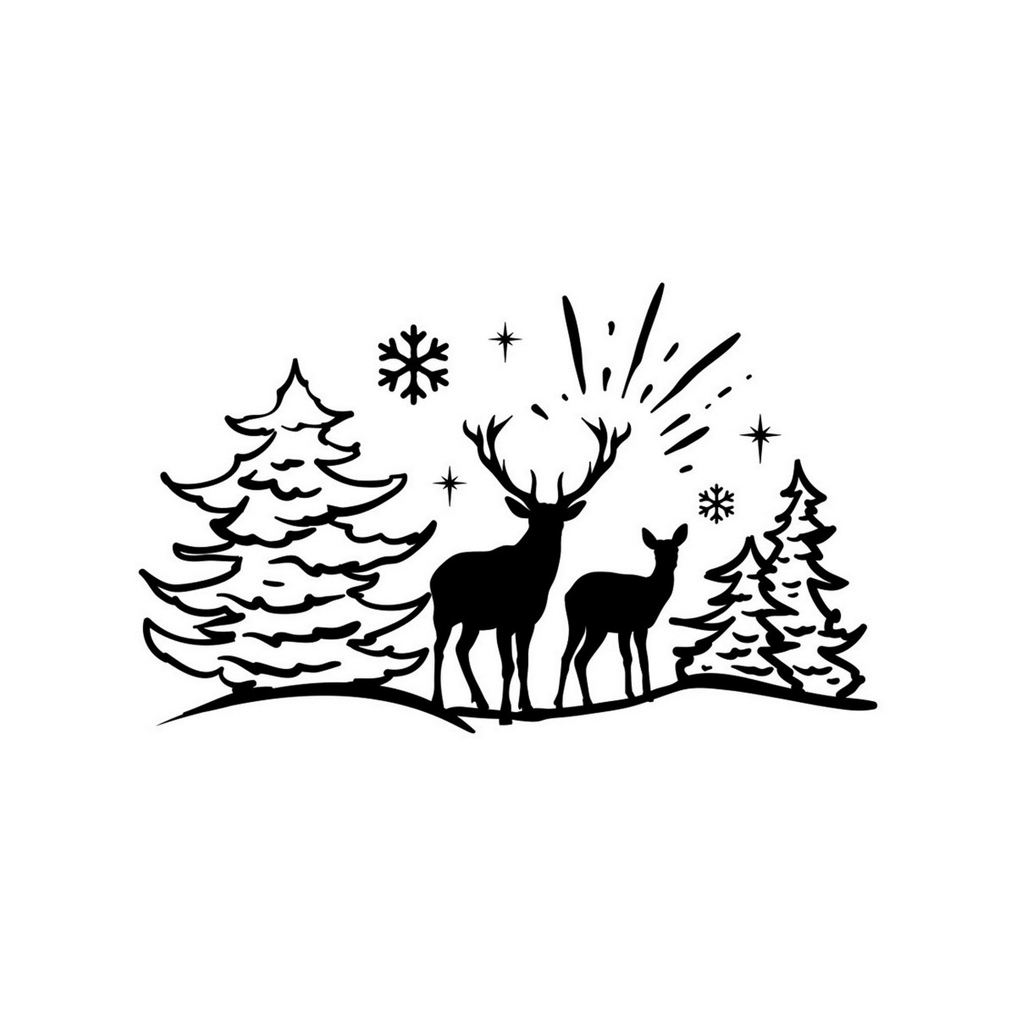 Deer Winter Scene caravan sticker black vinyl artwork