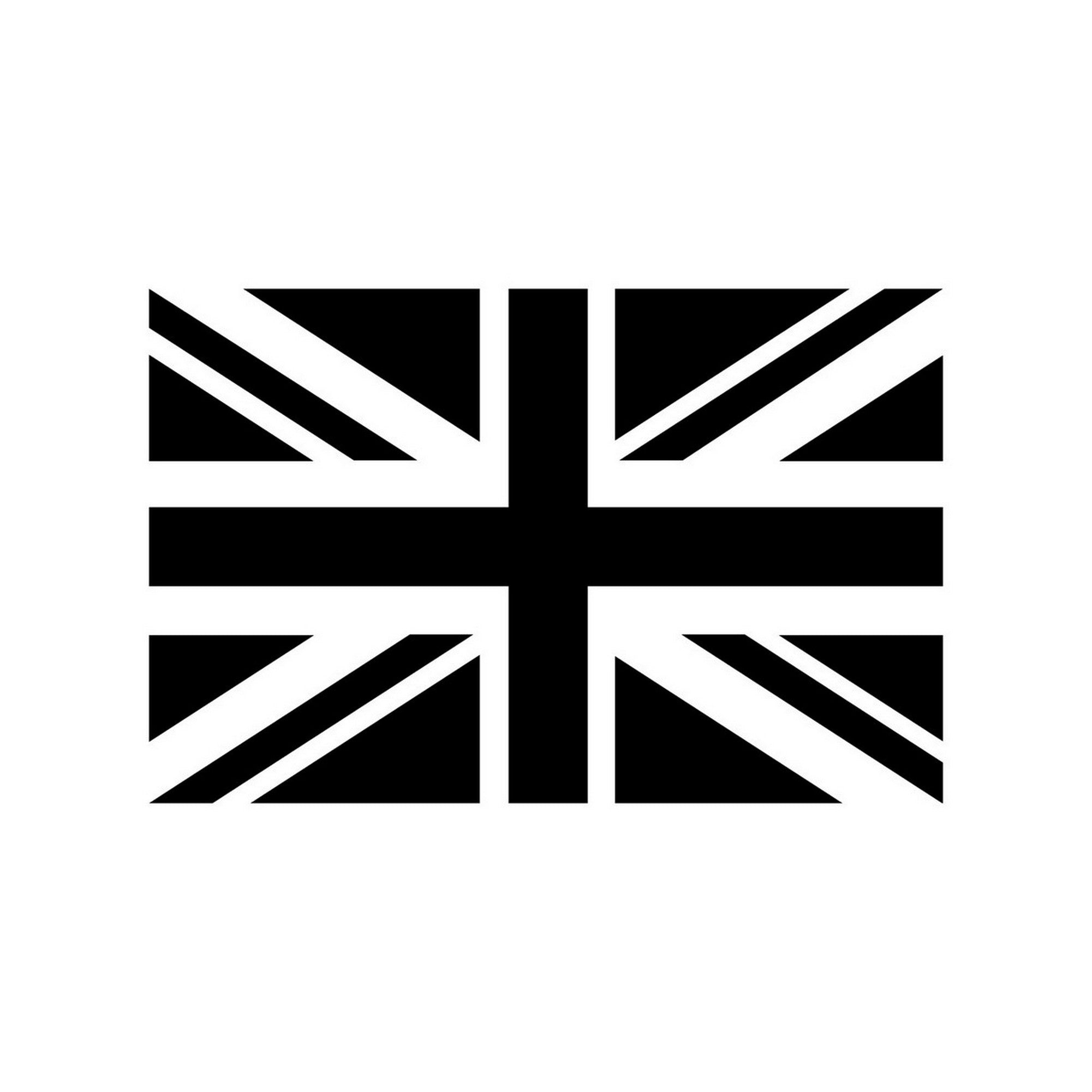 Union Jack caravan sticker design in black on a plain white background