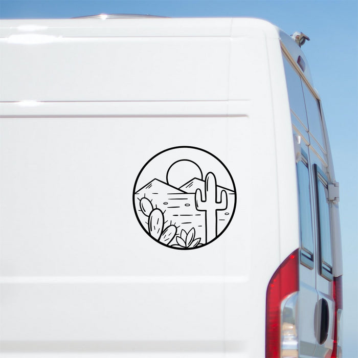 Desert Cactus Mountain Range Sticker – black vinyl decal artwork