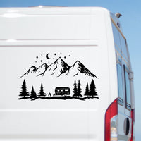 Camping Forest Mountain Scene Sticker