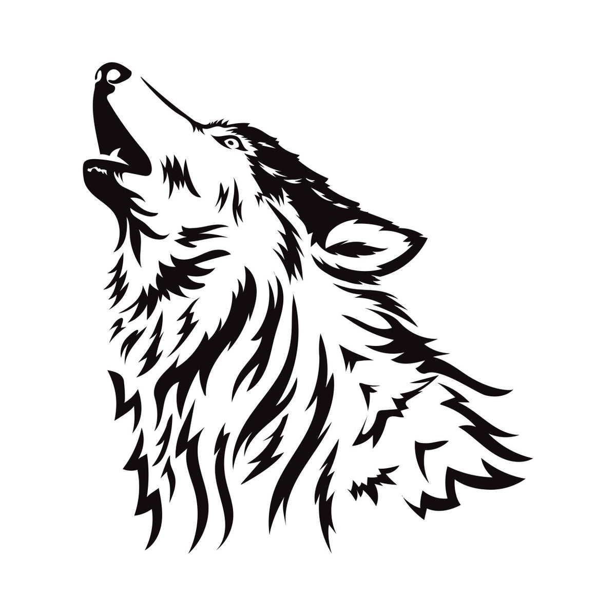 Howling Wolf Head Caravan Sticker – black vinyl decal artwork