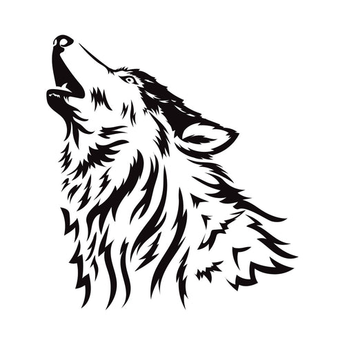 Howling Wolf Head Caravan Sticker – black vinyl decal artwork