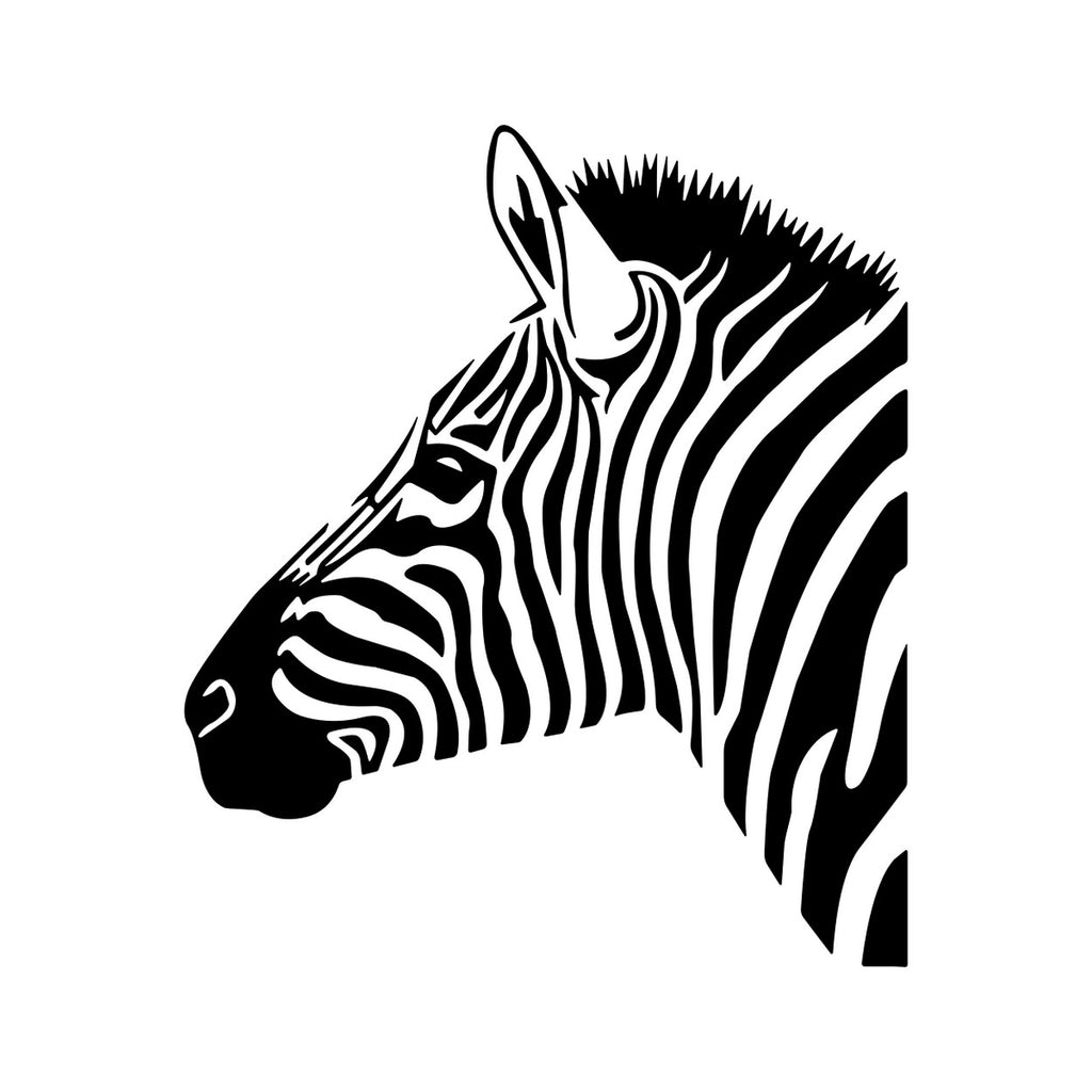 Zebra Head Large Animal Sticker – black vinyl decal artwork