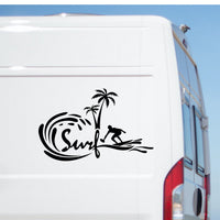 Surfing Surfboard Waves Palm Tree Sticker