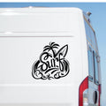 Surfing Waves Palm Tree Sticker – decal shown on a white campervan