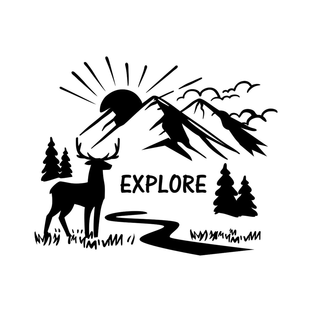 Explore mountain scene vinyl decal artwork