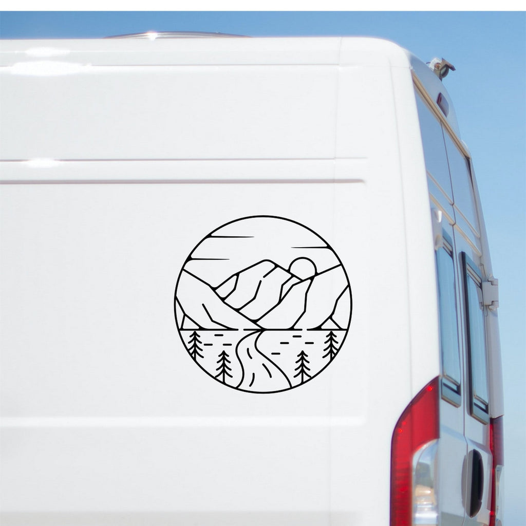 Mountains Landscape Scene Sticker on a van
