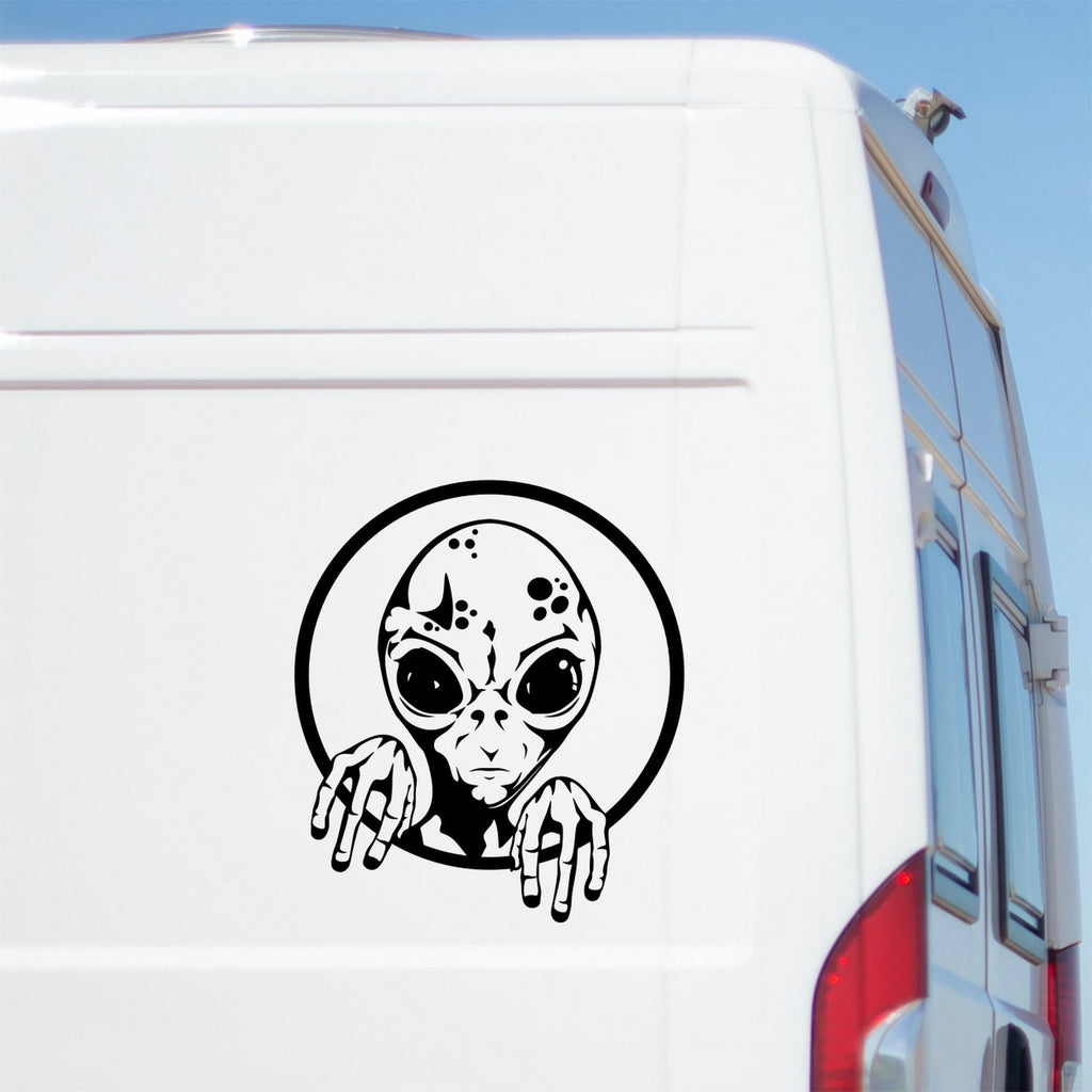 Funny Alien Head Vinyl Decal - Car, Van, Camper, Motorhome caravan sticker image 1