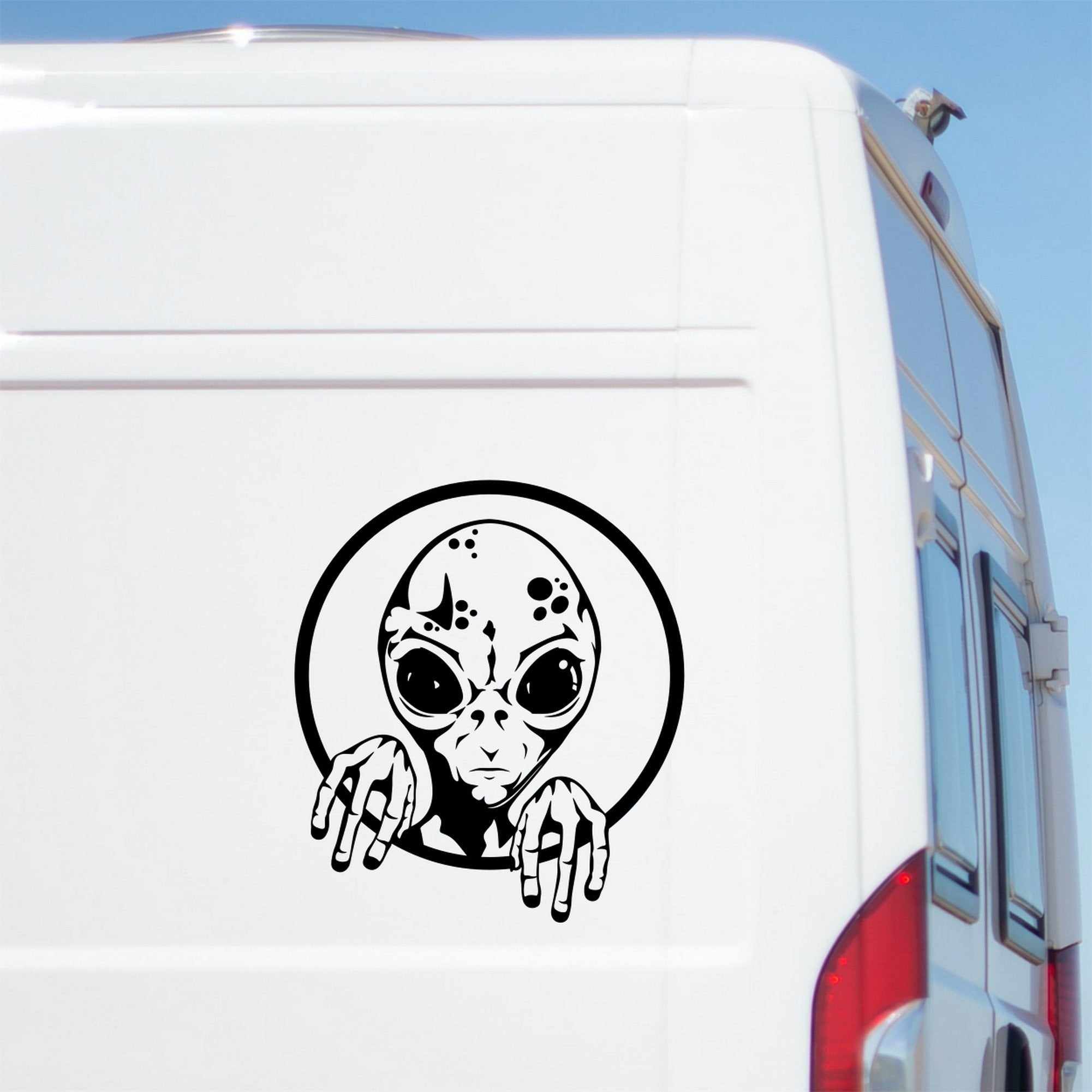 Funny Alien Head Vinyl Decal - Car, Van, Camper, Motorhome caravan sticker image 1