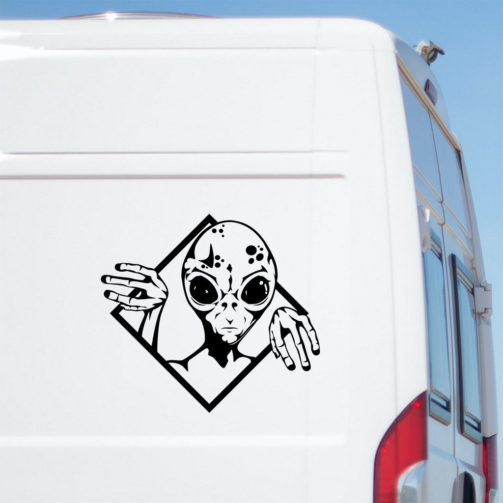 Alien Sticker, Aliens UFO Funny Decal, Large Sticker for a Car Van Camper Caravan Motorhome caravan sticker image 1