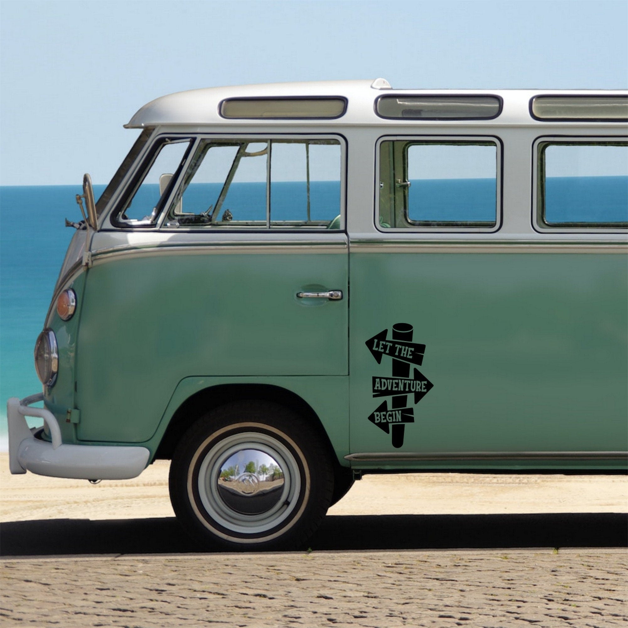 Large Camper Van Caravan Motorhome Sticker Let The Adventure Begin Car Truck RV Bodywork Decal caravan sticker image 4