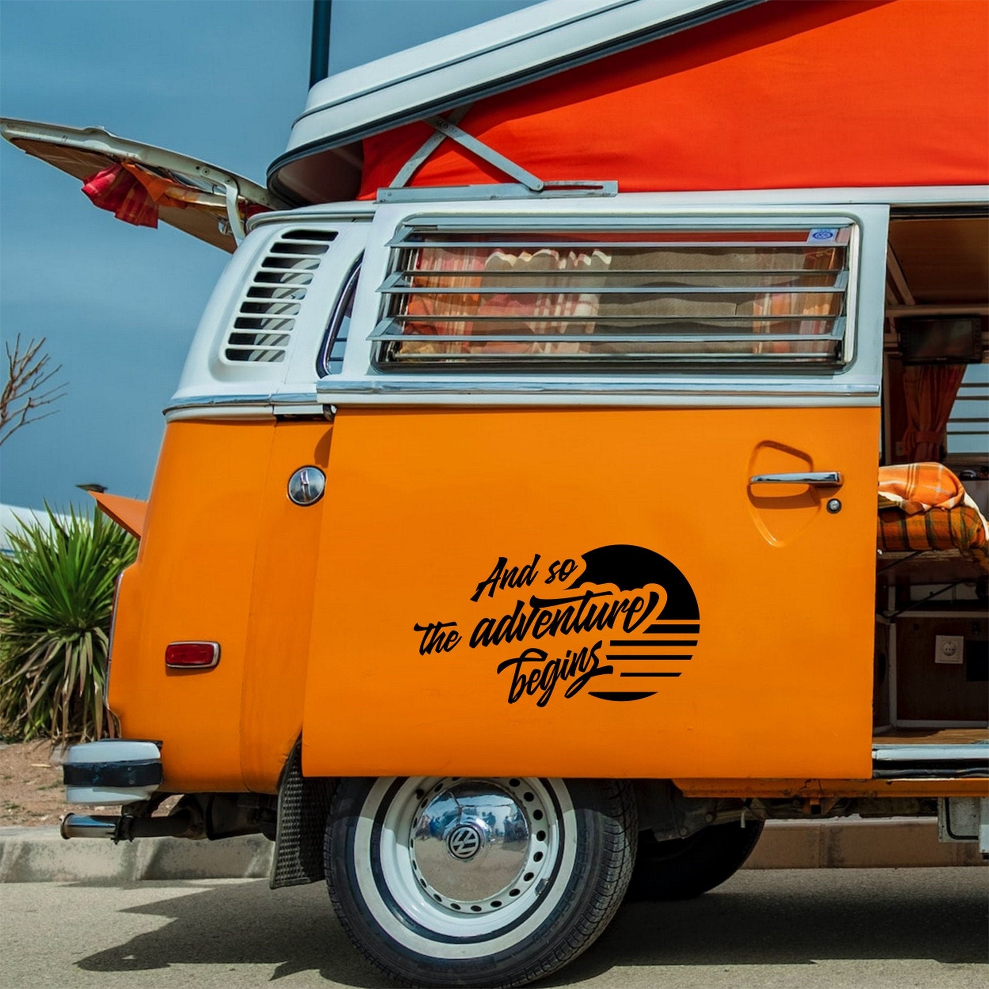 Large Camper Van Caravan Motorhome Sticker And So The Adventure Begins Car Truck RV Bodywork Decal caravan sticker image 3