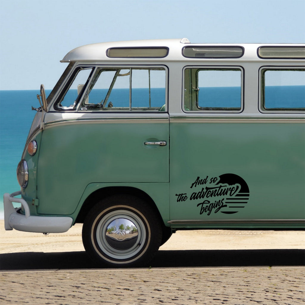 Large Camper Van Caravan Motorhome Sticker And So The Adventure Begins Car Truck RV Bodywork Decal caravan sticker image 4