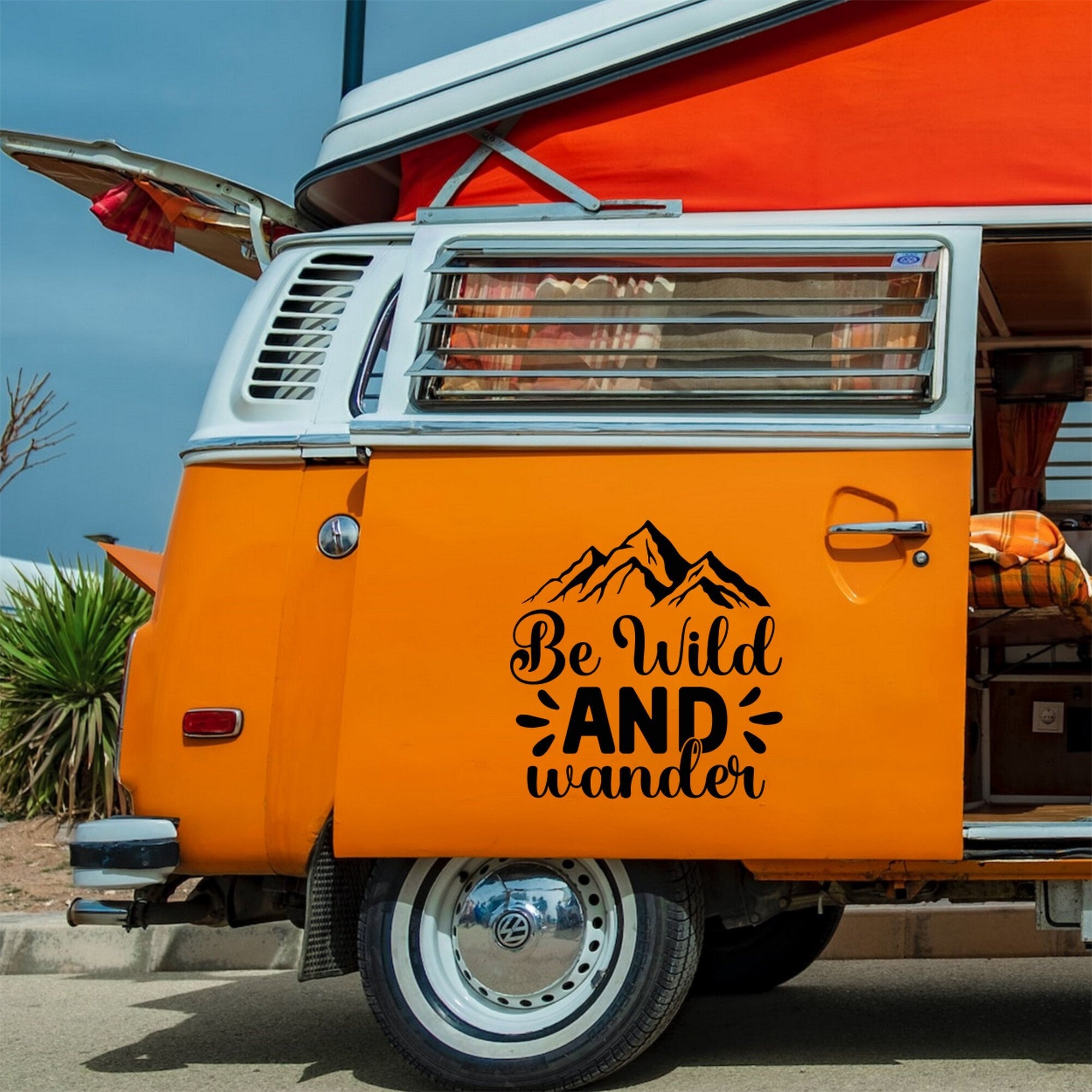 Be Wild And Wander Mountain Vinyl Decal - Camper Van, Truck, RV caravan sticker image 3