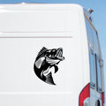 Largemouth Bass caravan sticker shown on a white motorhome