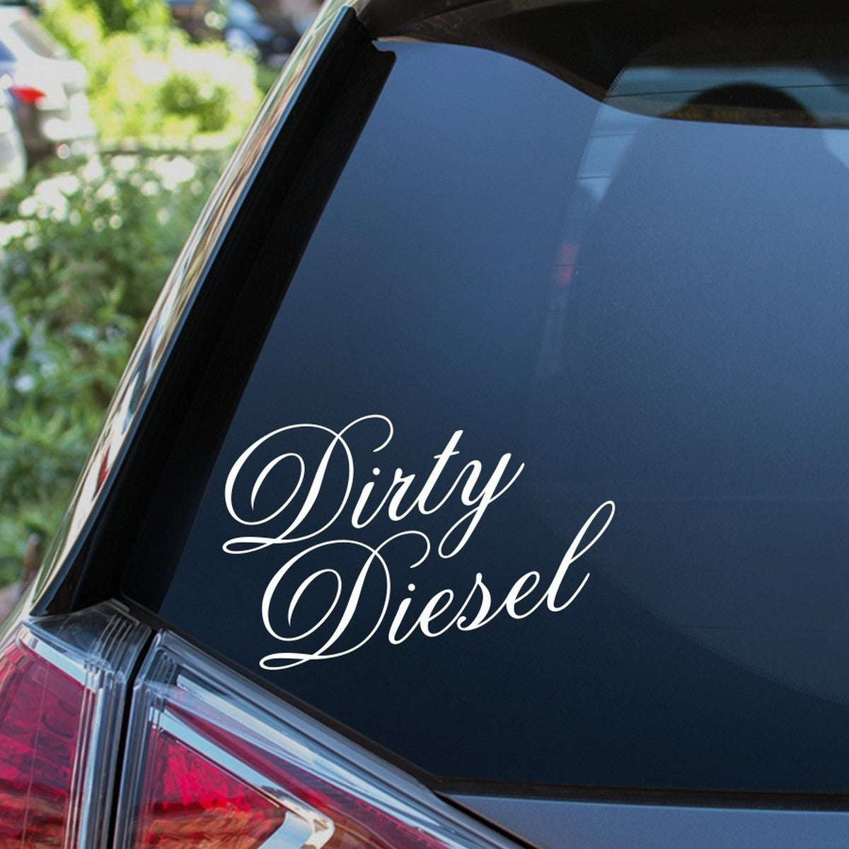 Dirty Diesel Decal on a car rear window
