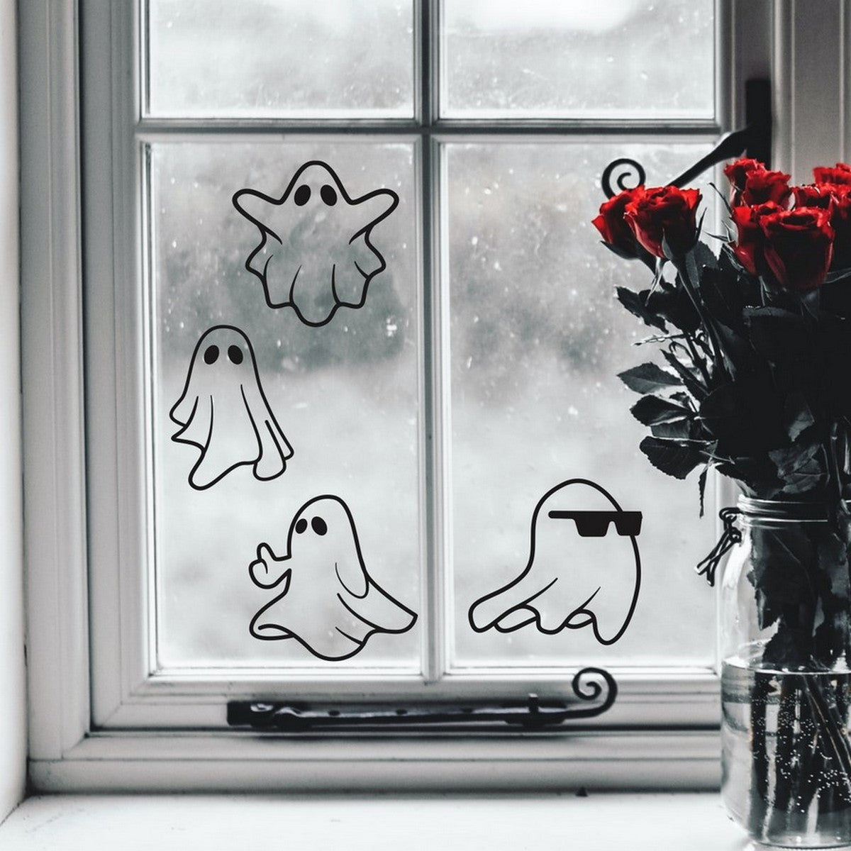 Ghost stickers on a window