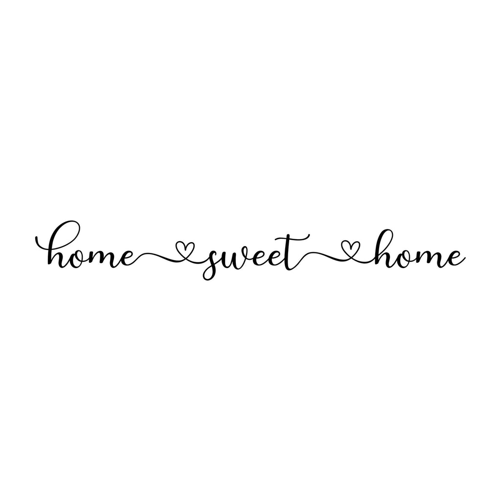 Black “Home Sweet Home” mirror sticker design on a white background