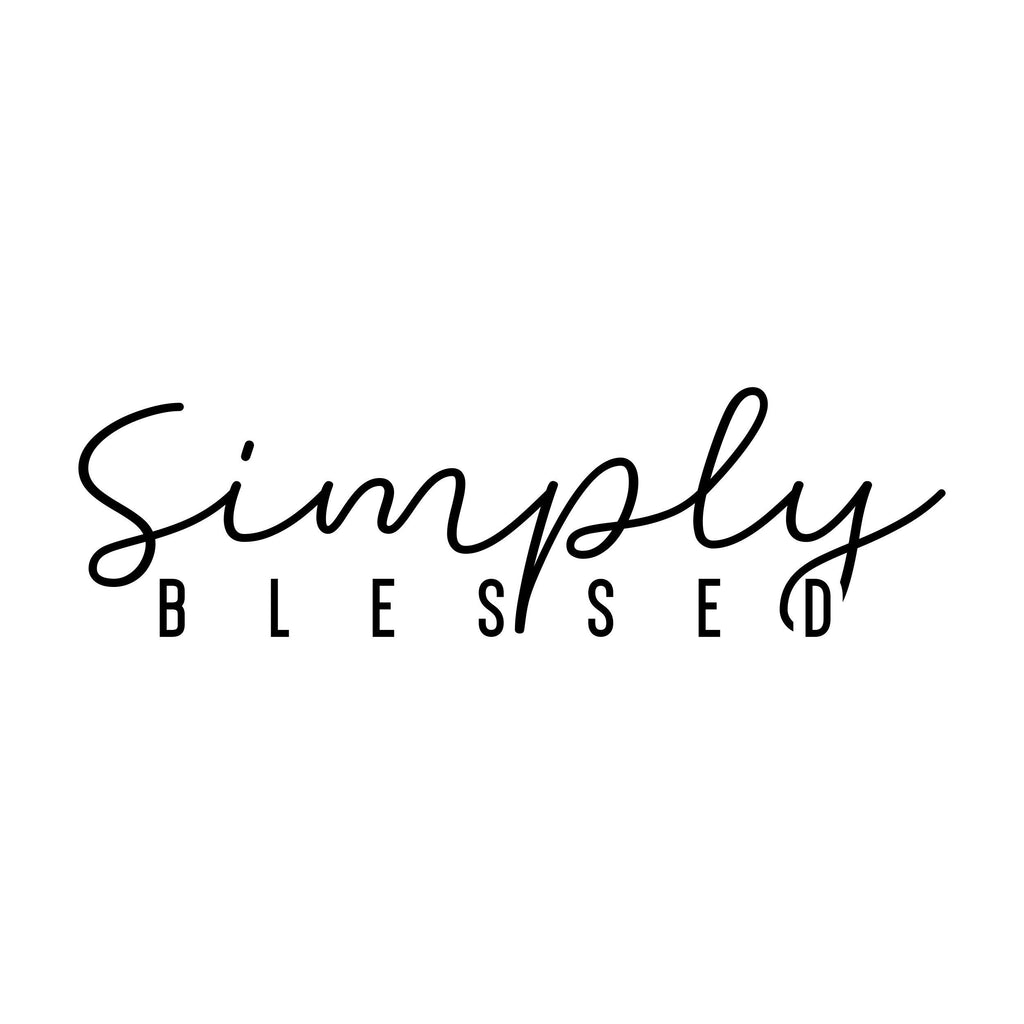 Black “Simply Blessed” mirror sticker design on a white background