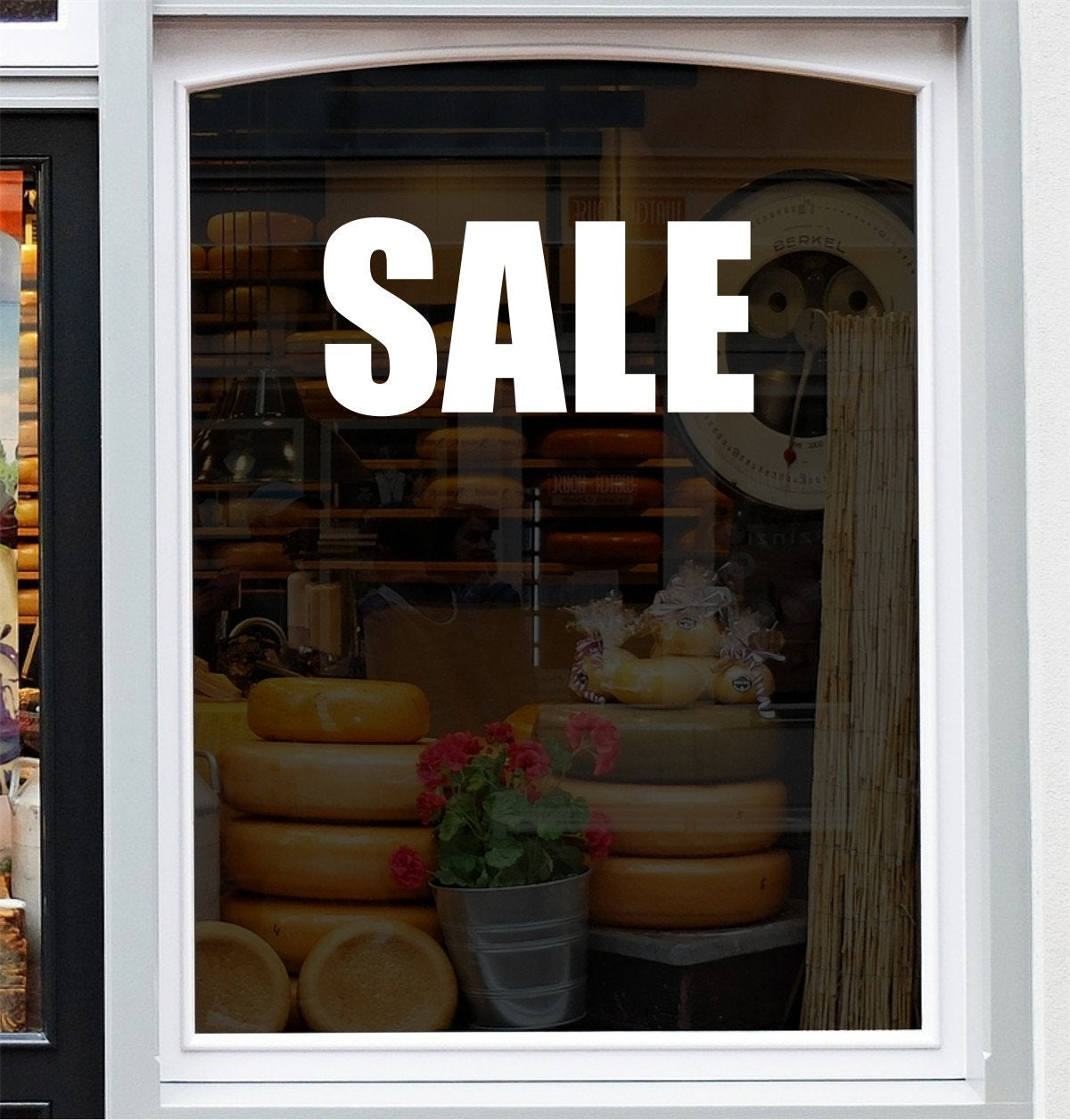 Classic Sale Shop Window Sticker displayed on a shop window