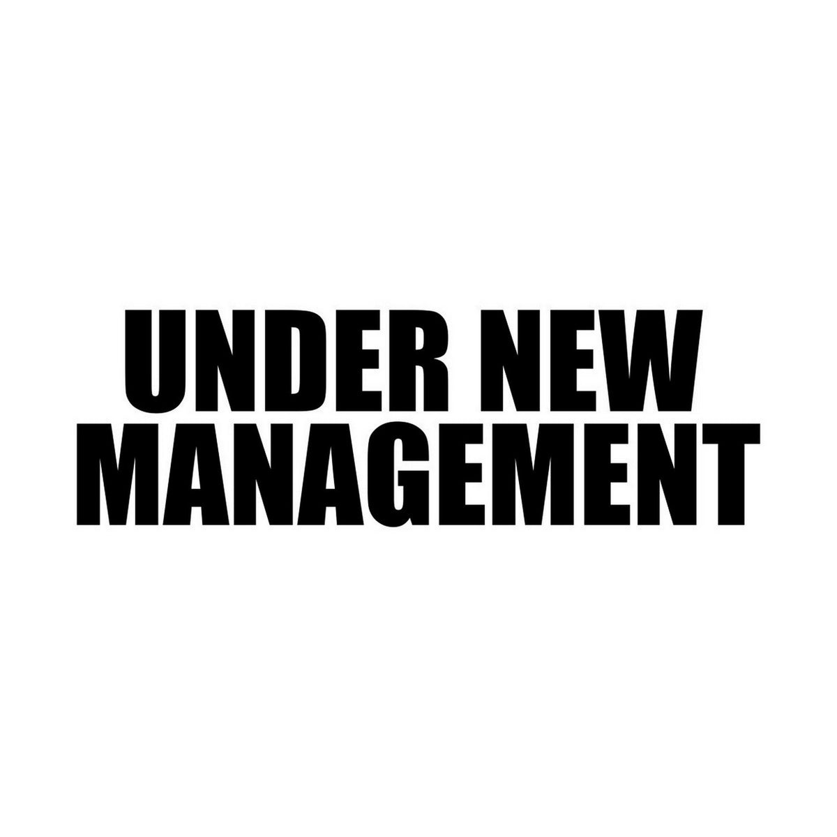 Under New Management Shop Window Sticker design shown in black on a plain white background