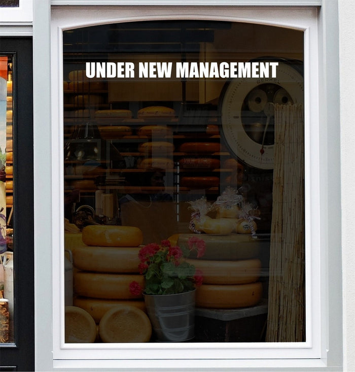 Under New Management Shop Window Sticker display mockup