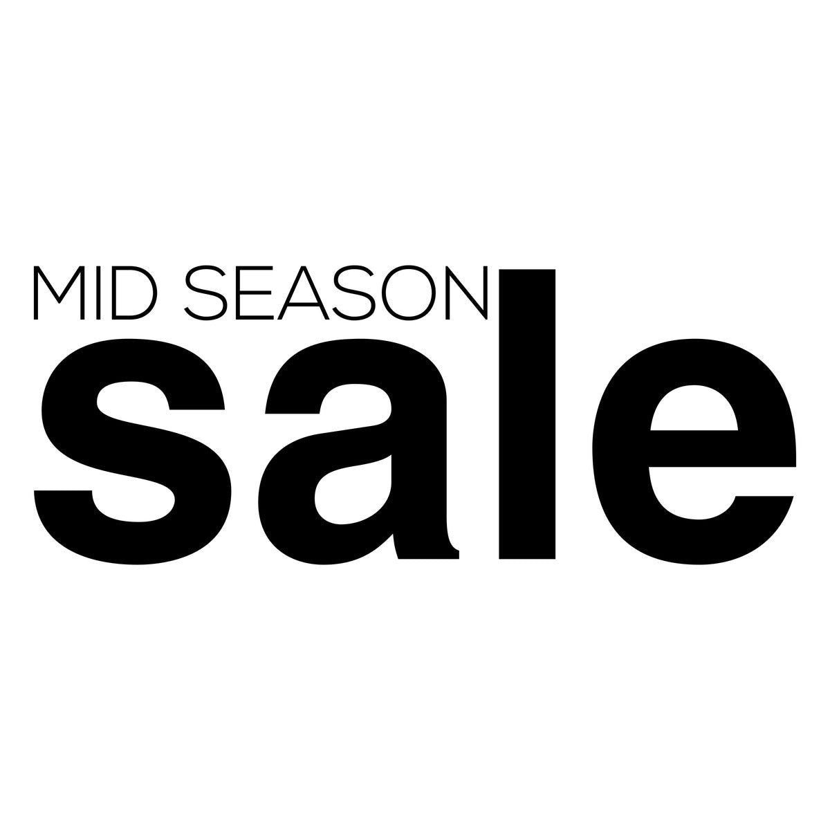 Mid Season Sale shop window sticker design in black on a white background
