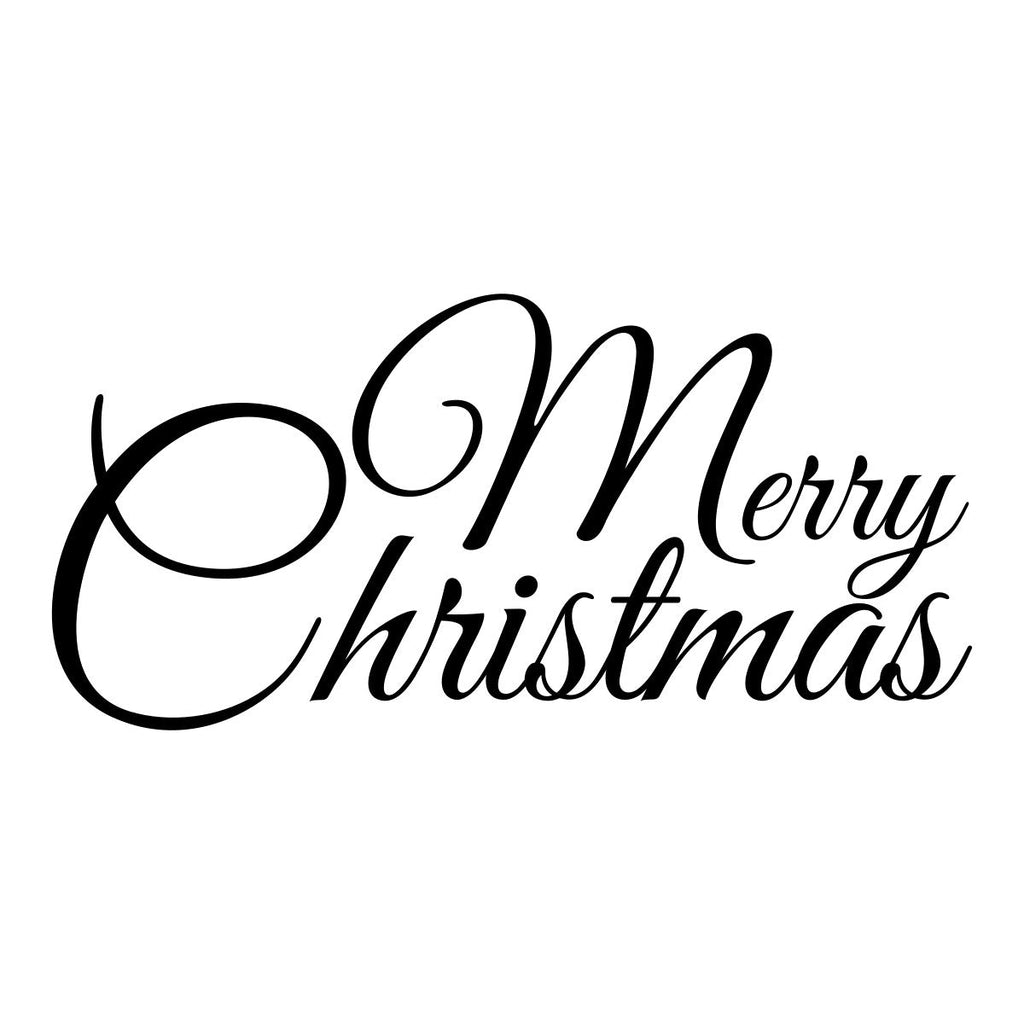 Flowing Merry Christmas window sticker displayed on a shop front
