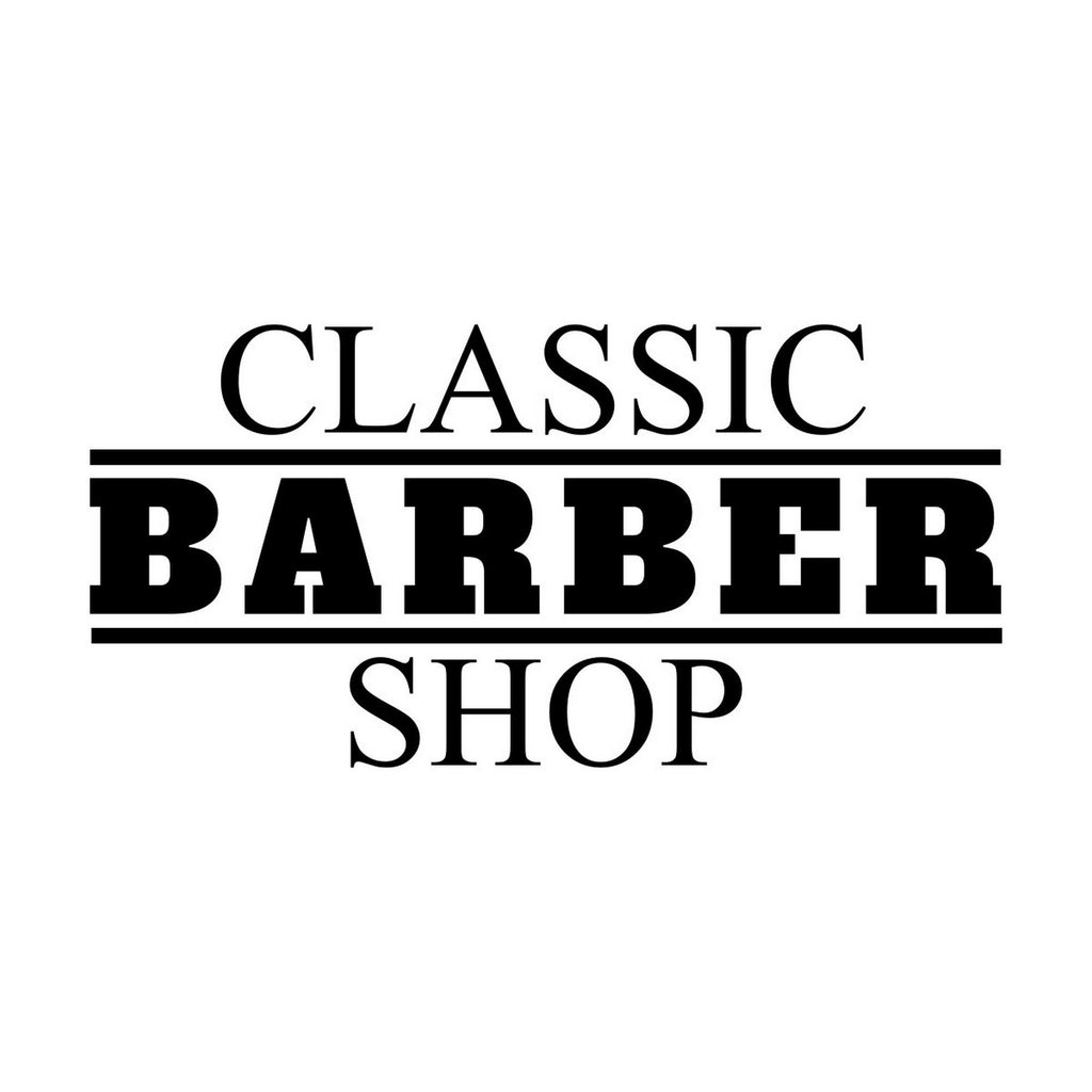 Classic Barber Shop Window Sticker design on a white background